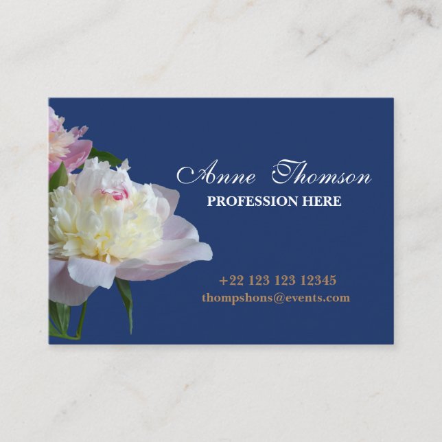 Peonies Blommigt Professionell Bussines Card Visitkort (Framsida)