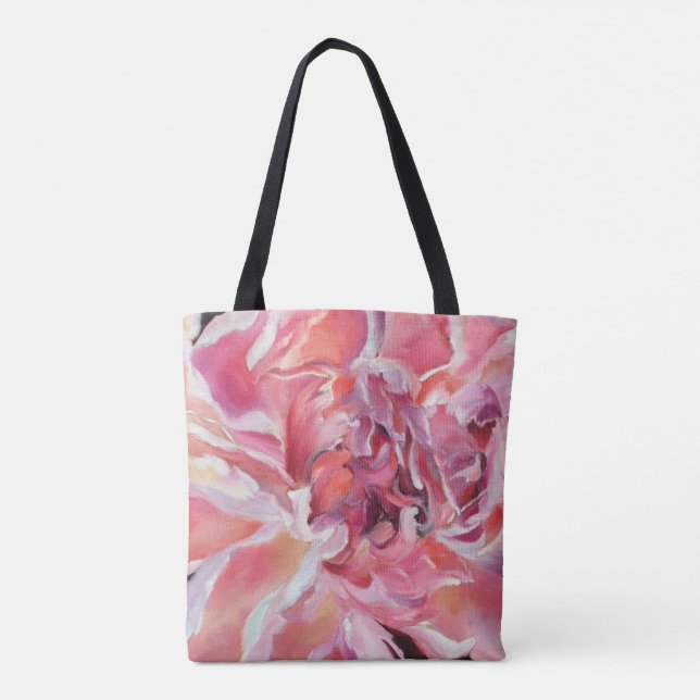 Peonies Blommigt Tote Bag Tygkasse (Baksida)