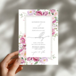 Peonies botaniska Blommigt Elegant Garden Wedding Inbjudningar