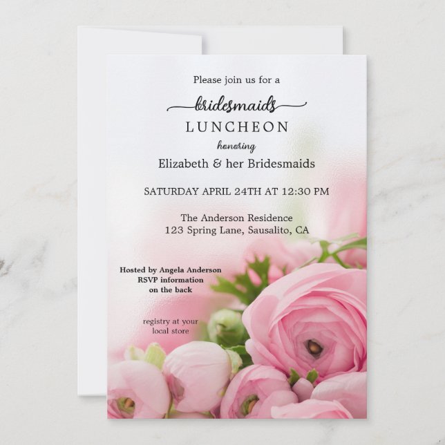 Peonies Bridesmaid Luncheon-inbjudan Inbjudningar (Framsida)