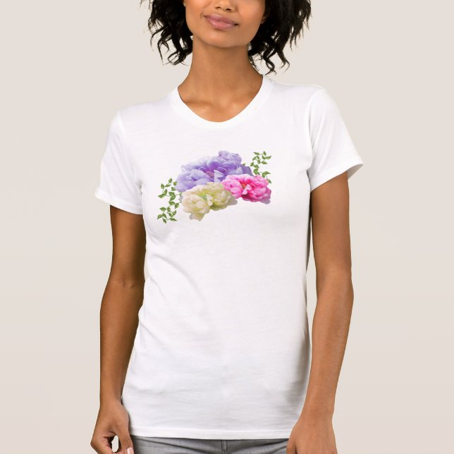 Peonies Bright Blommigt Bouquet T-Shirt (Framsida)