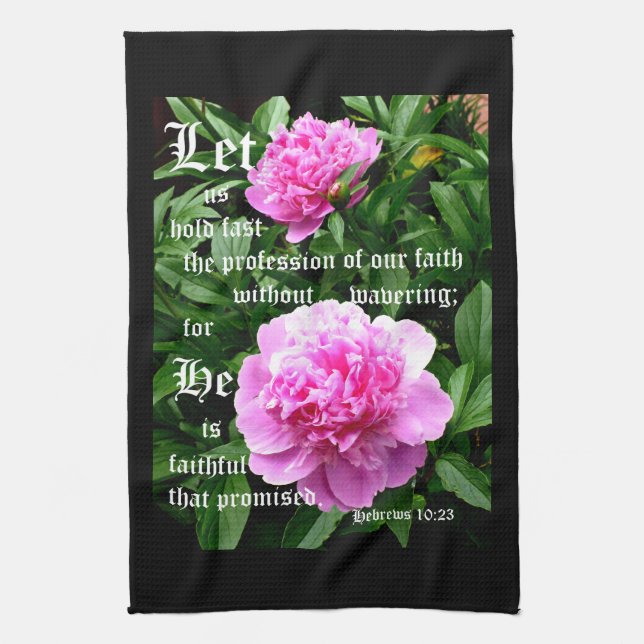 Peonies by Pearl with Hebrews 10:23 Kökshandduk (Vertikal)