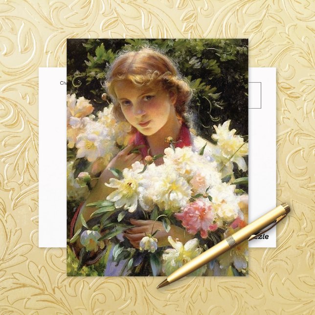 Peonies Charles Courtney Curran Vykort (Skapare uppladdad)