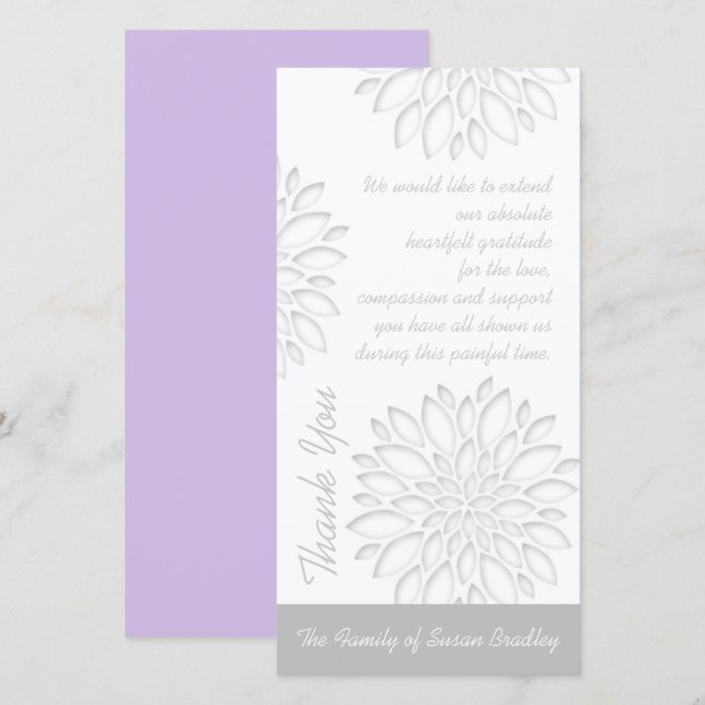 Peonies Digital Papper cut out 3 Sympathy Tack Kort (Fram/baksida)