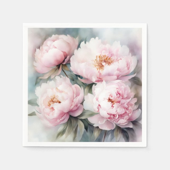 Peonies Dreams Flowers Watercolor Pappersservett (Framsidan)