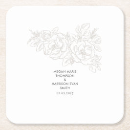 Peonies elegant Blomhörn Underlägg Papper Kvadrat