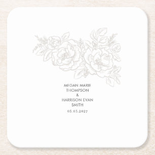 Peonies elegant Blomhörn Underlägg Papper Kvadrat