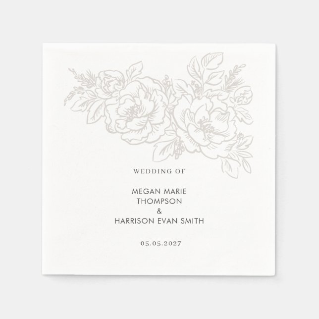 Peonies elegant Blommans hörn Napkins Pappersservett (Framsidan)