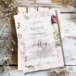 Peonies elegant bröllop inbjudningar