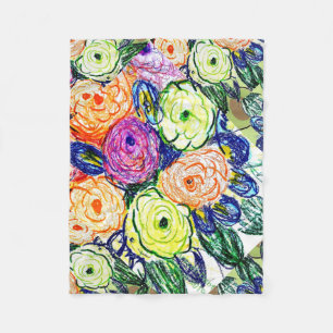 Peonies Fleece Blanket, Small 76,2 x 101,6 cm