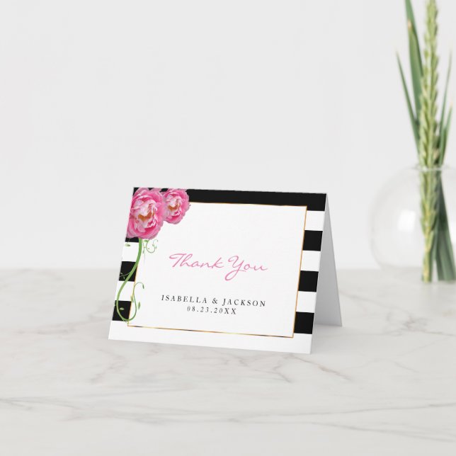 Peonies Flowers on Black and White - Tack (Framsida)