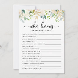 Peonies Glitter som känner Bride Möhippa Game Inbjudningar