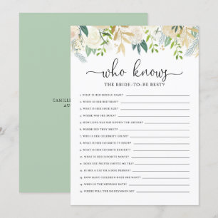 Peonies Glitter som känner Bride Möhippa Game Inbjudningar