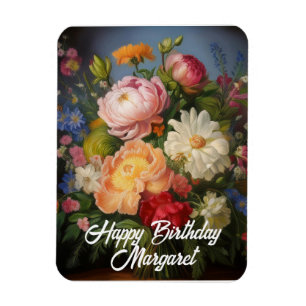 Peonies Grattis på födelsedagen Magnet