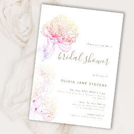 Peonies Guld Elegant Blommigt Sketch Möhippa Inbjudningar