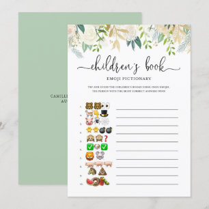 Peonies Guld Emoji Pictionary Baby Shower Game Inbjudningar