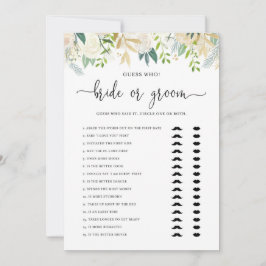 Peonies Guld Glitter Bride eller Groom Shower Game Inbjudningar