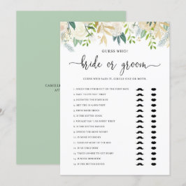 Peonies Guld Glitter Bride eller Groom Shower Game Inbjudningar