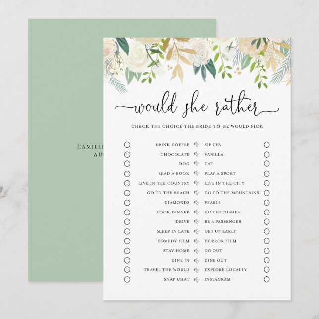 Peonies Guld Glitter skulle hellre skapa ett spelk Inbjudningar (Fram/baksida)