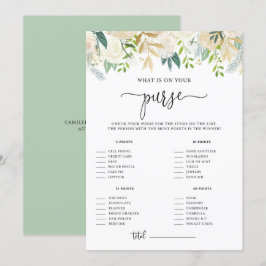 Peonies Guld Glitter What's on Your Purse Shower Inbjudningar