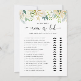 Peonies Guld Mamma eller Pappa Baby Shower Game Ca Inbjudningar