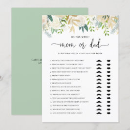 Peonies Guld Mamma eller Pappa Baby Shower Game Ca Inbjudningar