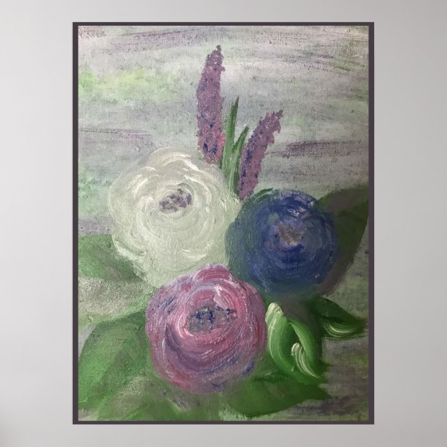 Peonies & Hollyhocks Print, Poster (Framsidan)