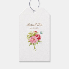 Peonies Hydrangea Bouquet Wedding Favor Gift Märkr Presentetikett