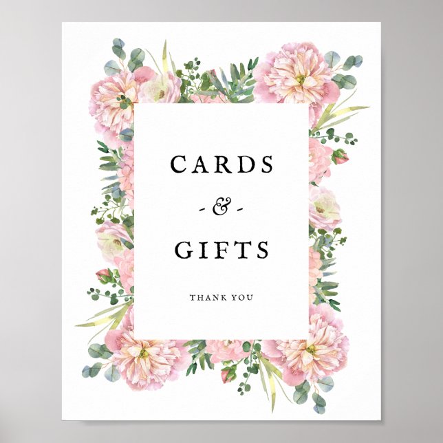  Peonies Hydrangea Eucalyptus Cards Gifts Poster (Framsidan)