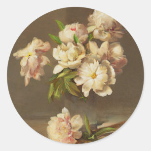 Peonies in a Vas, Charles Ethan Porter Runt Klistermärke