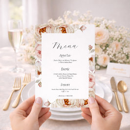 Peonies in Bloom Wedding Menu Card Inbjudningar