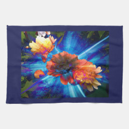 Peonies in Blue Light Kökshandduk