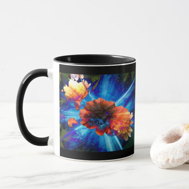 Peonies in Blue Light Mugg (Med munk)