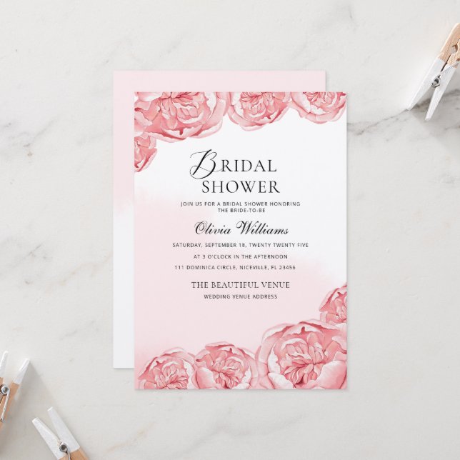 Peonies Inbjudningskort för möhippan (Fram/Back In Situ)