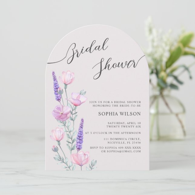Peonies Inbjudningskort för möhippan (Stående Fram)