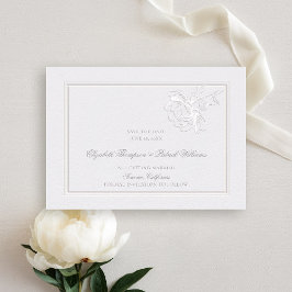 Peonies Ivory Classic Ram Formal Elegant bröllop Spara Datumet
