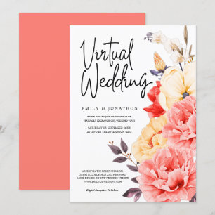 Peonies Magnolia Watercolor Blommigt Virtuellare b Inbjudningar