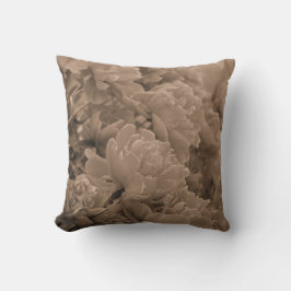 Peonies Många i Sepia Kudde