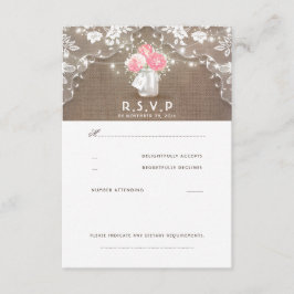 Peonies Mason Burk Rustic Bröllop OSA Card Kort