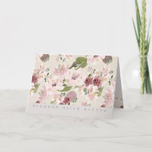 Peonies Mauve och Blommigt Stationery Card