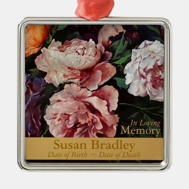 Peonies Memorial Funeral Personlig Ornament (Framsidan)