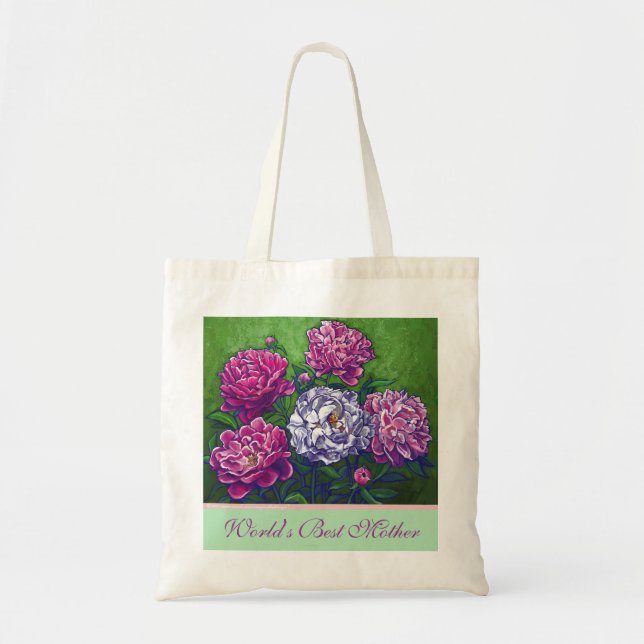 Peonies Mors dag Bag Tygkasse (Framsidan)