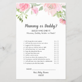 Peonies Mummy eller Pappa Game Flygblad