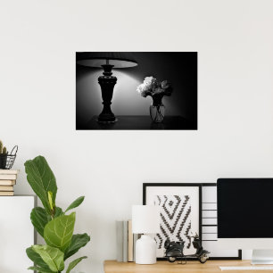 Peonies-noir Poster