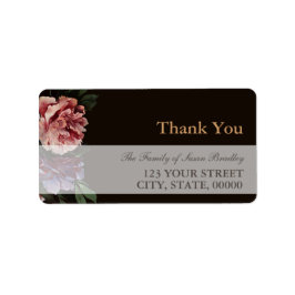 Peonies Painting Family Tack Address-etikett Adressetikett