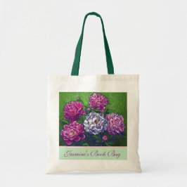 Peonies Personal Bok Bag Tygkasse