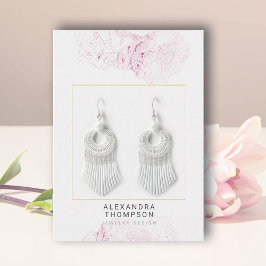 Peonies Ram Modern Blommigt Sketch Jewelry Visning Visitkort