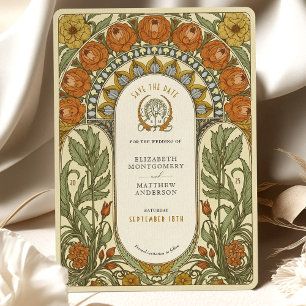 Peonies & Ro Art nouveau Spara datum Inbjudningar