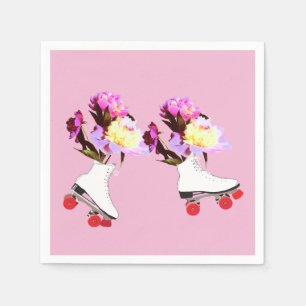 Peonies, Roller Skates Cocktail Napkin Pappersservett