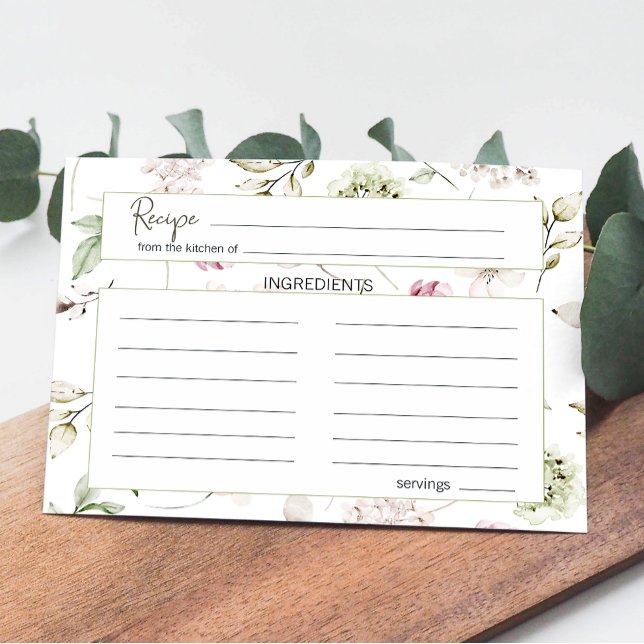 Peonies Rosa Burgundy Blommigt Bröllop Recept Card Anteckningskort (Skapare uppladdad)